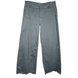 MICA Sz 29 Jeans Sage Green Crop Wide Leg Pants Stretch High Rise Raw Hem